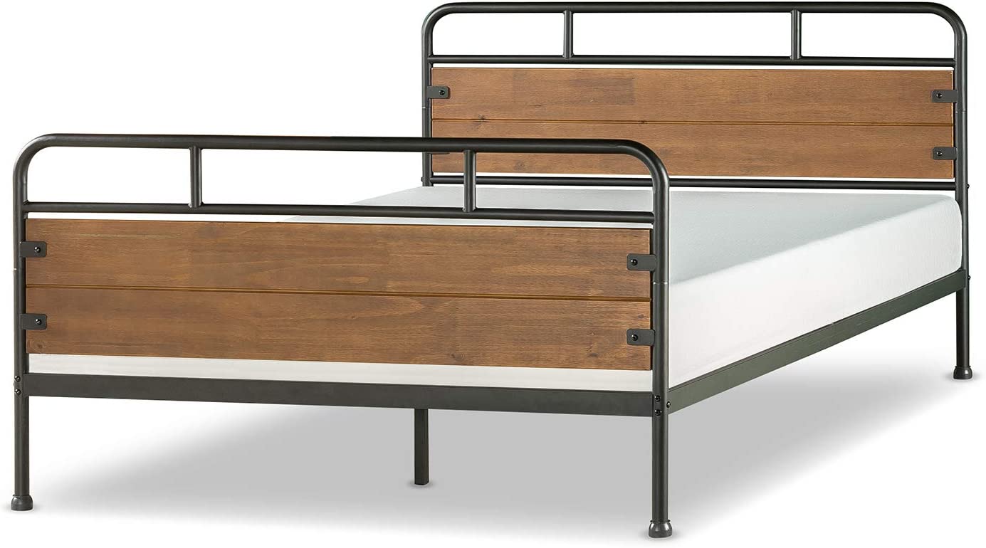 ZINUS Eli Metal and Wood Platform Bed Frame with Footboard
