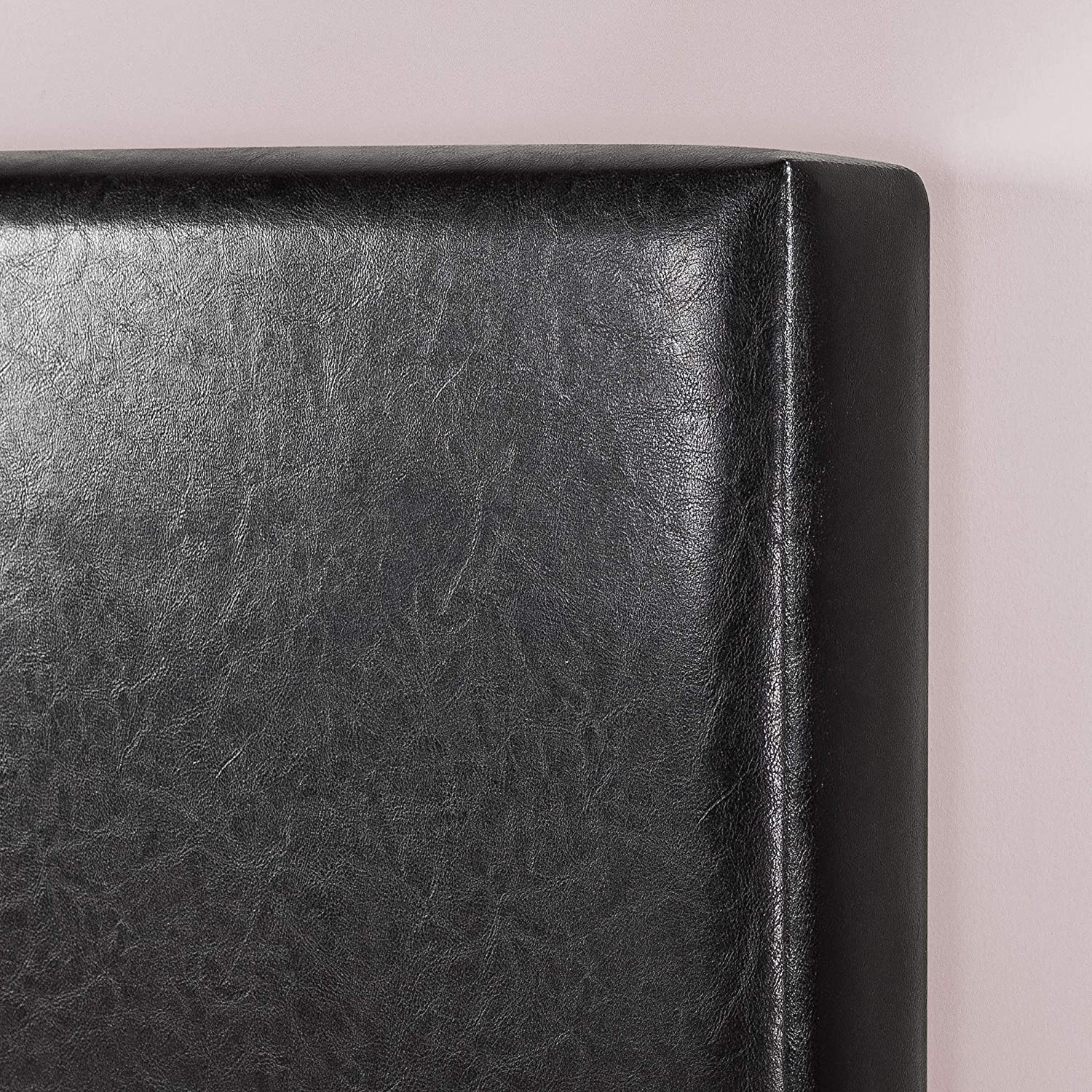 ZINUS Jade Faux Leather Upholstered Platform Bed Frame with Short Headboard, Black