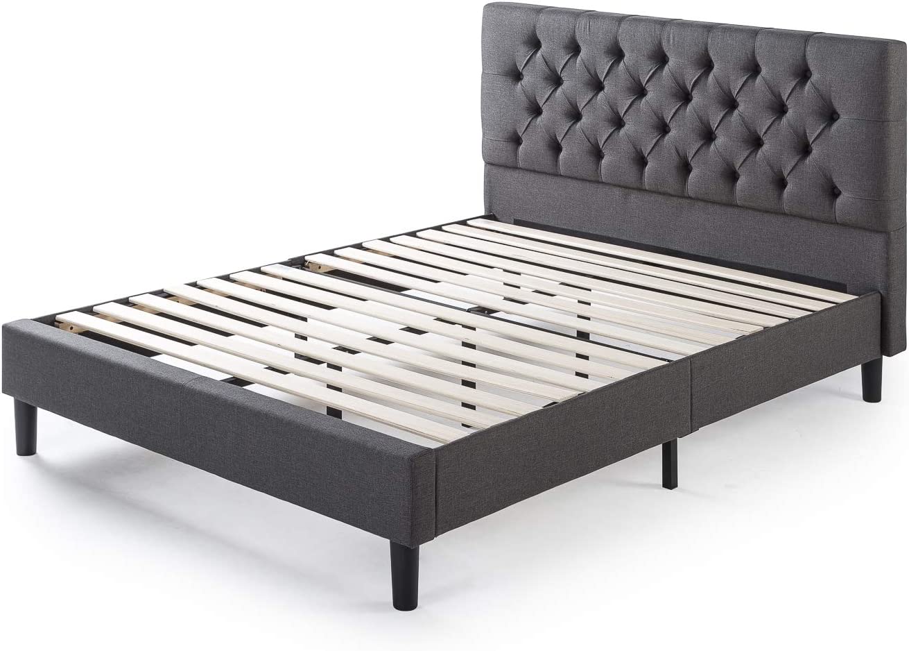 ZINUS Misty Upholstered Platform Bed Frame, Charcoal Gray