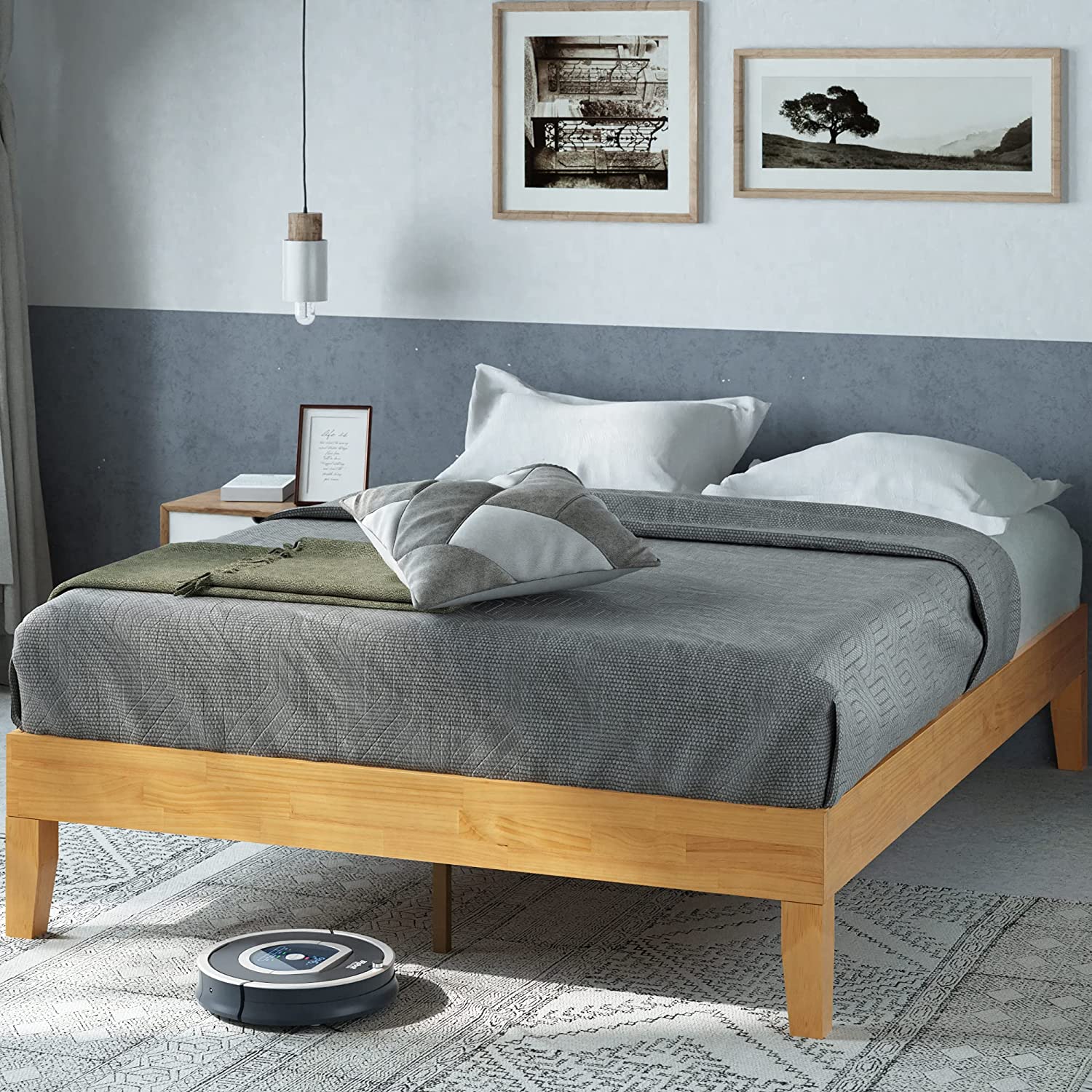 ZINUS Moiz Deluxe Wood Platform Bed Frame,  Natural, Twin