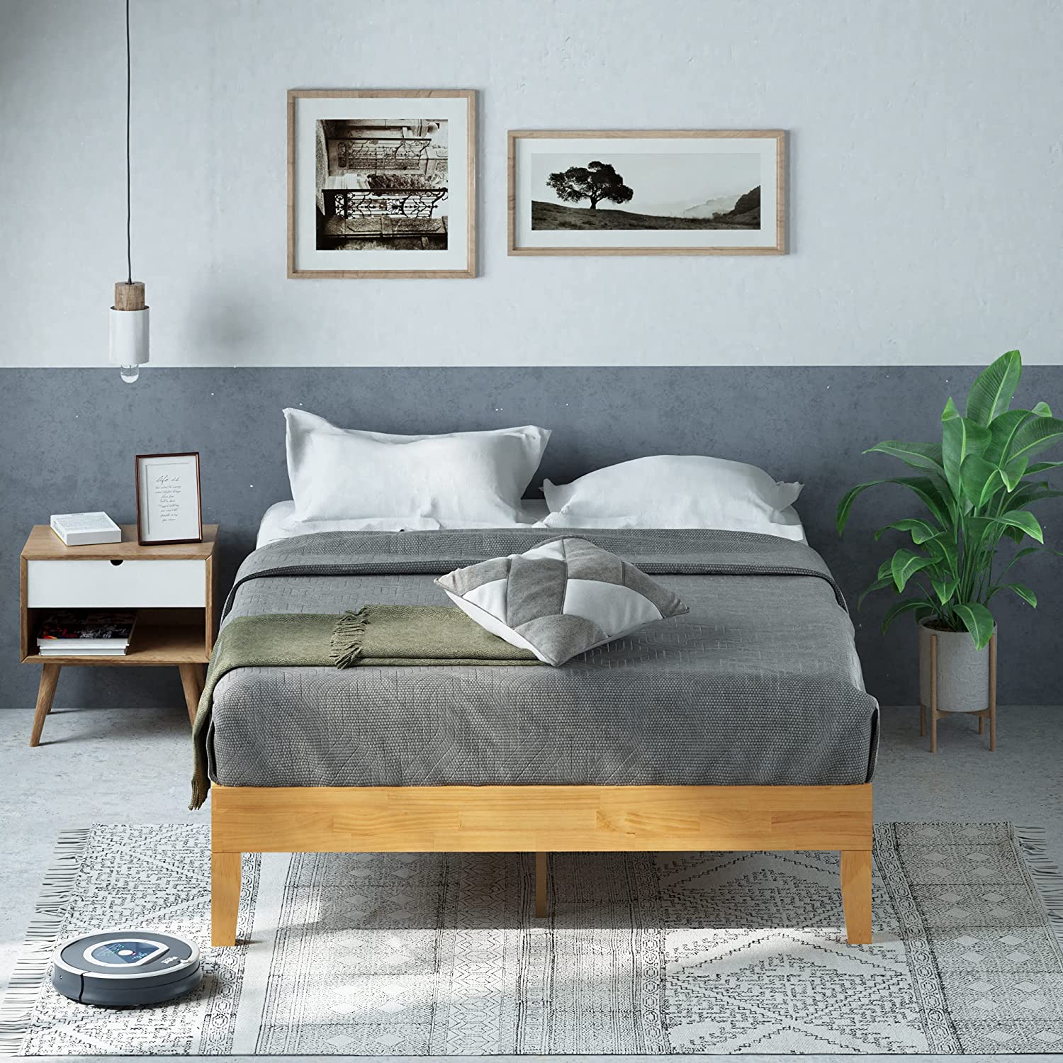 ZINUS Moiz Deluxe Wood Platform Bed Frame,  Natural, Twin