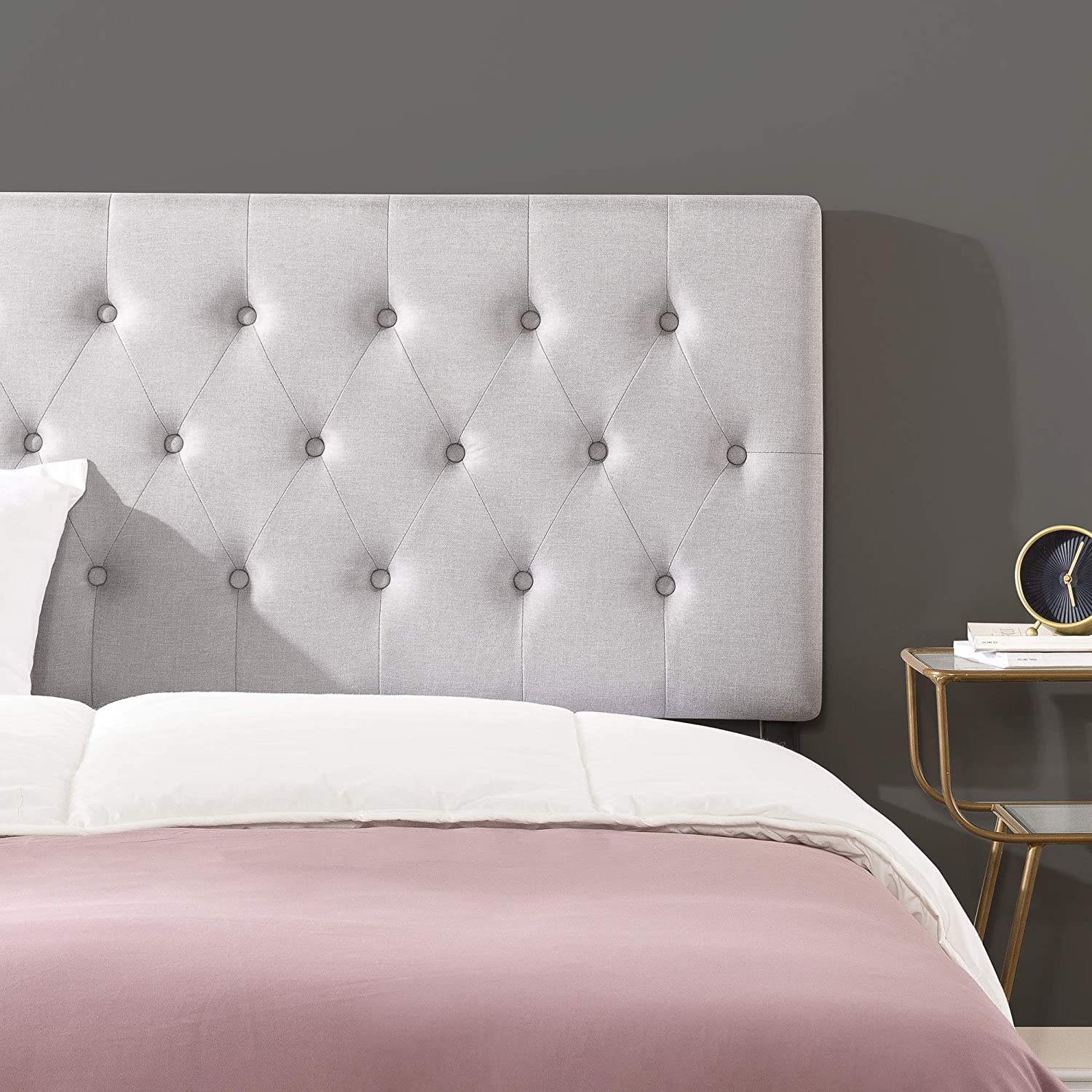 ZINUS Trina Upholstered Headboard, Light Grey