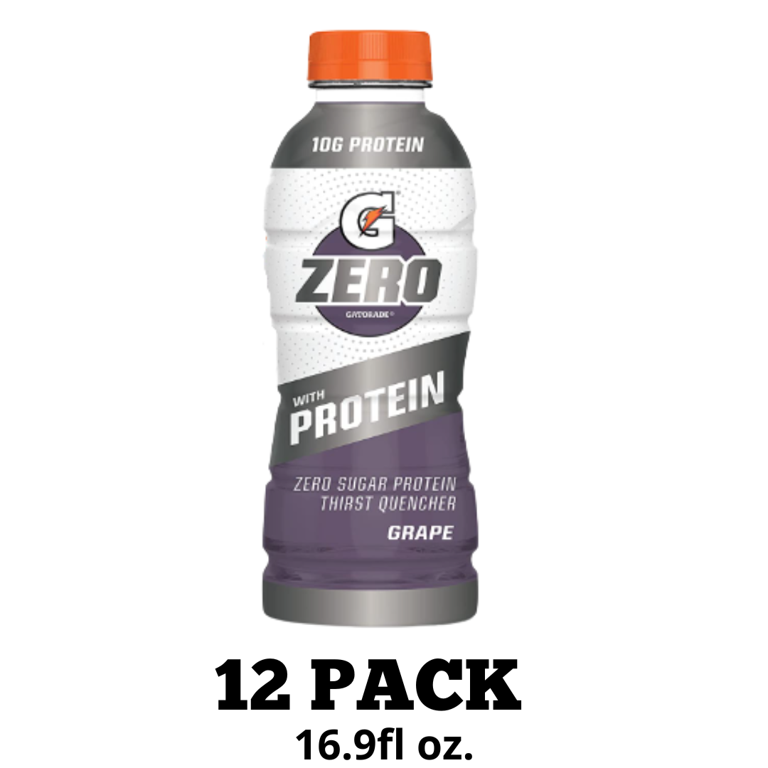Gatorade Zero With Protein, Zero Sugar, Electrolytes, Grape, 16.9 Ounce - 12 Pack