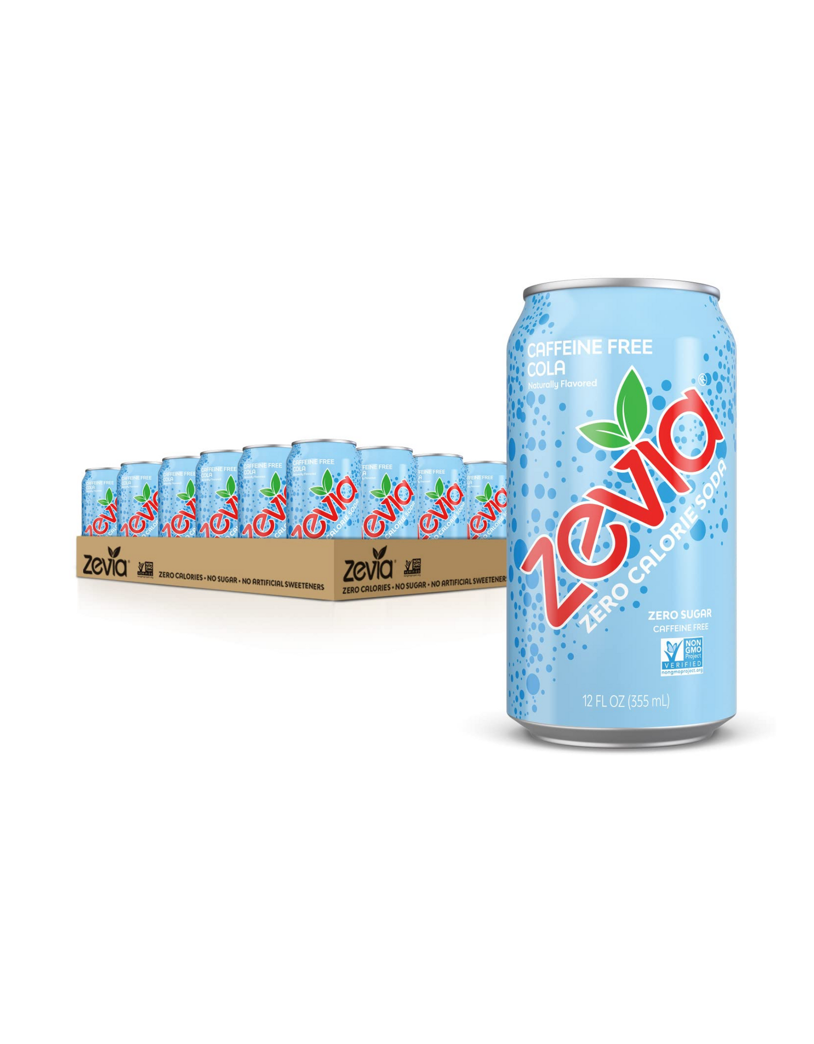 Zevia Zero Calorie Soda, Caffeine Free Cola, 12 fl oz (Pack of 24)