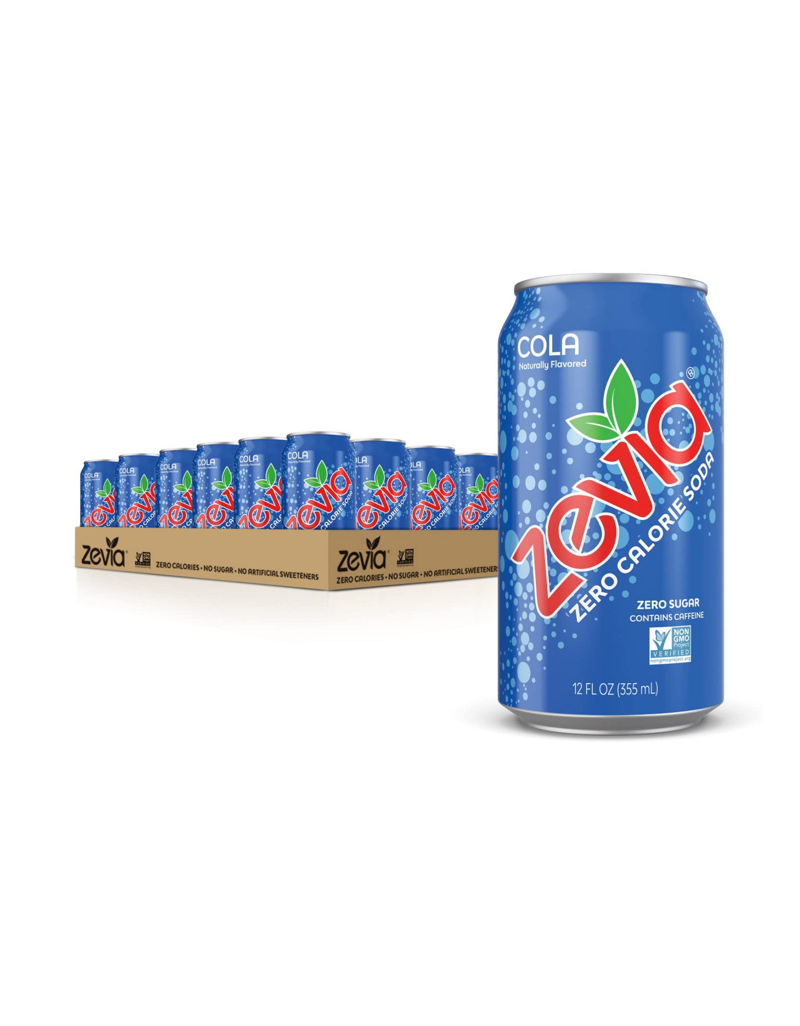 Zevia Zero Calorie Soda, Cola, 12 fl oz (Pack of 24)