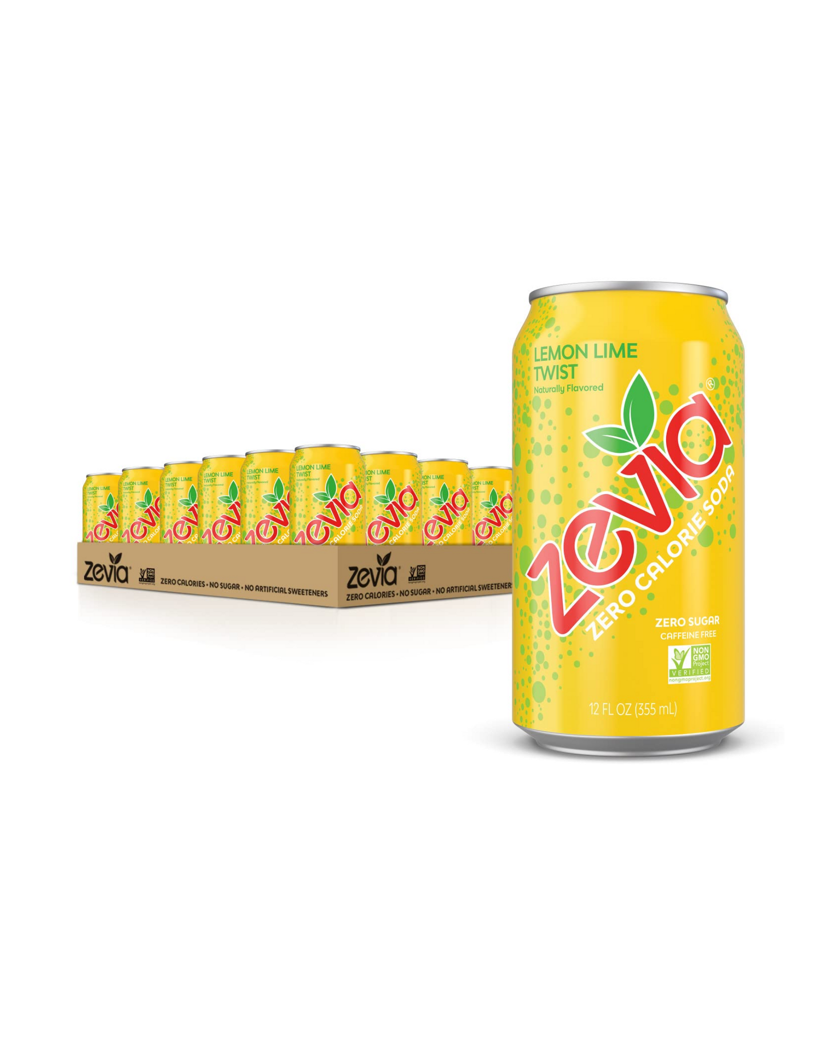 Zevia Zero Calorie Soda, Lemon Lime Twist, 12 fl oz (Pack of 24)