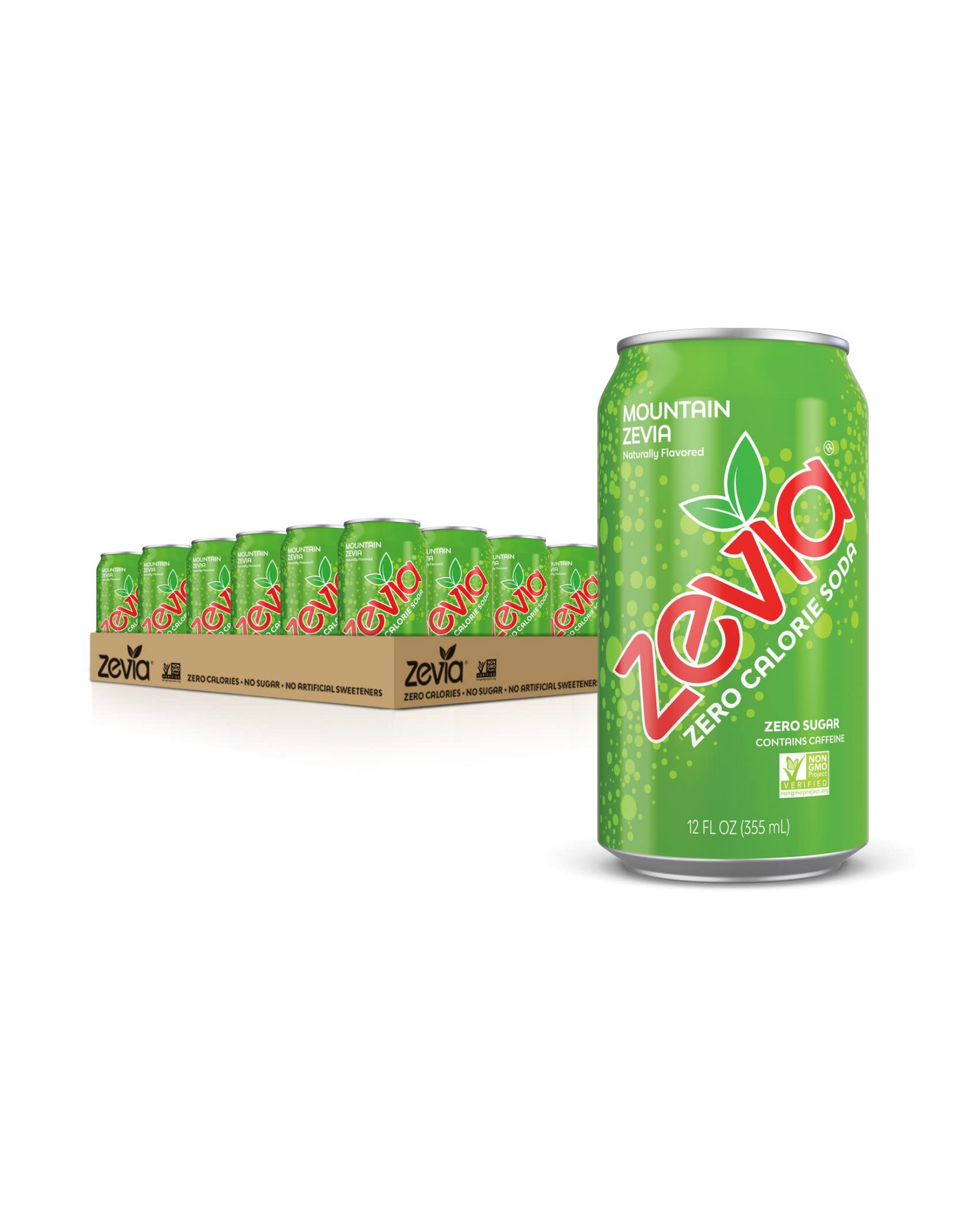 Zevia Zero Calorie Soda, Mountain Zevia, 12fl oz (Pack of 24)