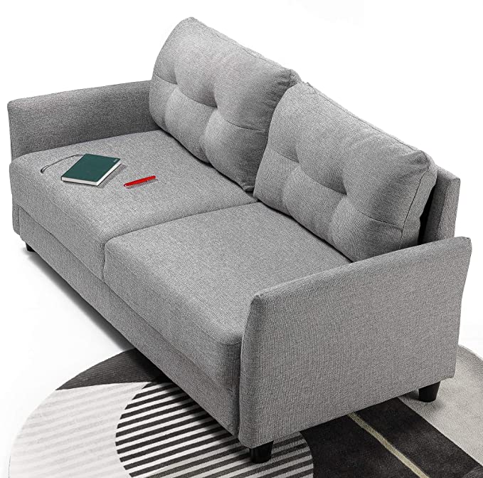 ZINUS Ricardo Sofa Couch / Tufted Cushions / Easy, Tool-Free Assembly, Soft Grey