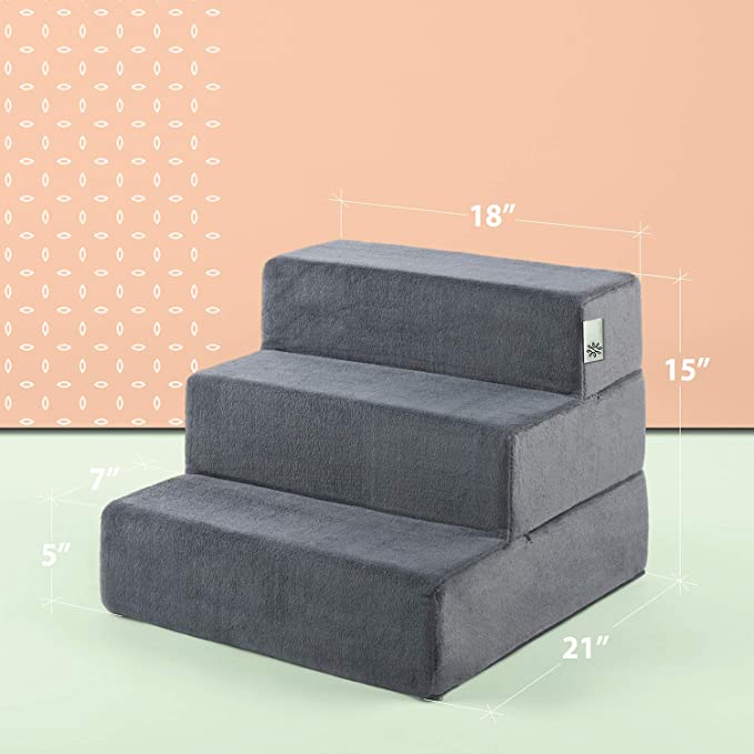 Zinus Easy Pet Stairs / Pet Ramp / Pet Ladder, Small, Charcoal