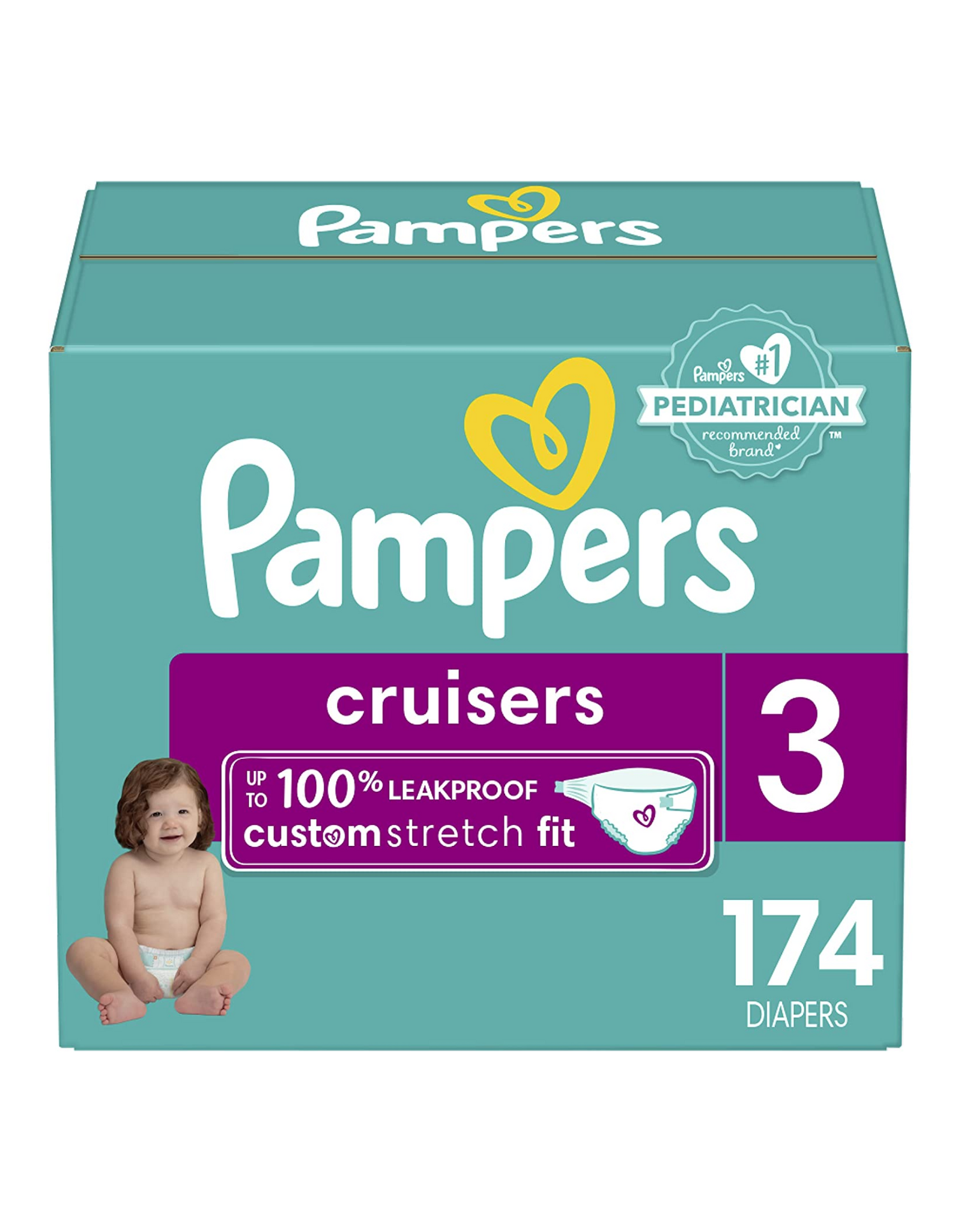 Diapers Size 3, 174 Count - Pampers Cruisers Baby Diapers, Stay-Put Waist(Packaging May Vary)