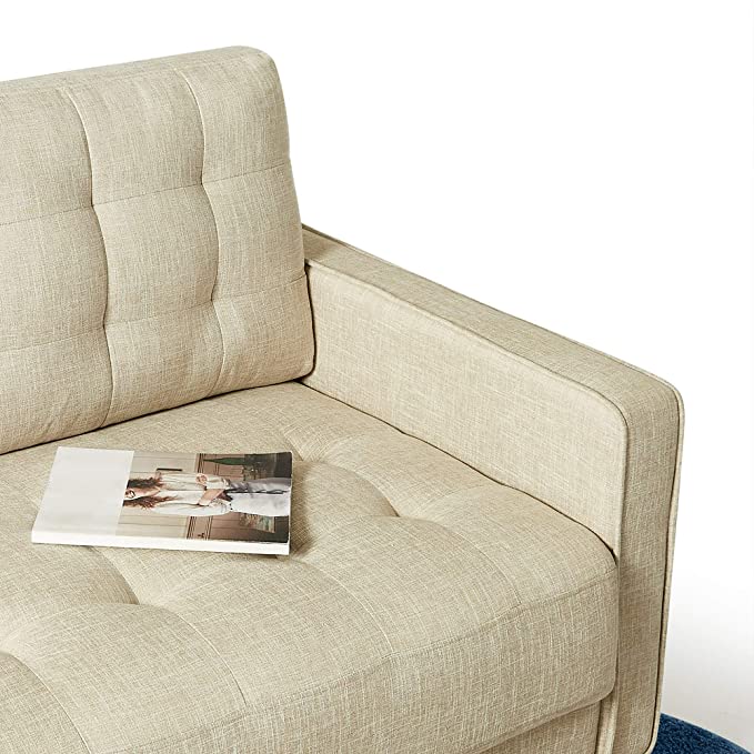ZINUS Benton Loveseat Sofa / Grid Tufted Cushions / Easy, Tool-Free Assembly, Beige