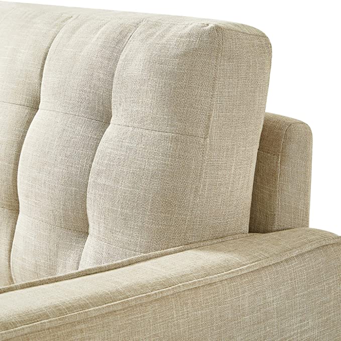 ZINUS Benton Loveseat Sofa / Grid Tufted Cushions / Easy, Tool-Free Assembly, Beige