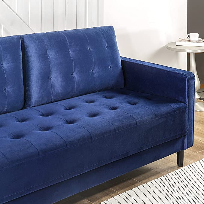 ZINUS Benton Velvet Sofa Couch / Easy, Tool-Free Assembly, Navy Velvet