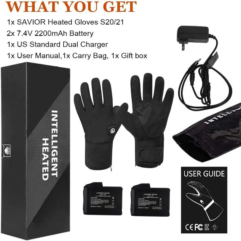 Rechargeable Heated Gloves for Men and Women - Waterproof Electric Thermal Gloves for Winter, Cold Weather Activities: Work, Hunting, Fishing, Running, Cycling, Hiking, Skiing, Motorcycle