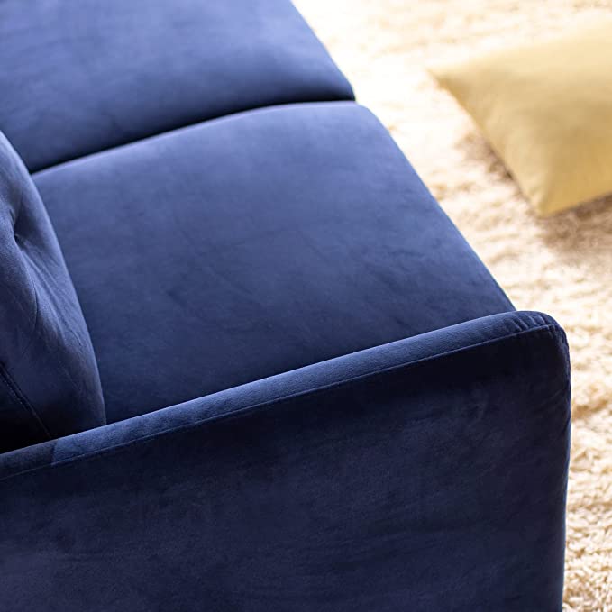 ZINUS Ricardo Velvet Sofa Couch / Easy, Tool-Free Assembly, Navy Velvet