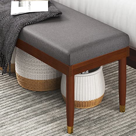 ZINUS Raymond Wood Bench with Upholstered Cushion / End of Bed Seating / Entryway Bench Seat