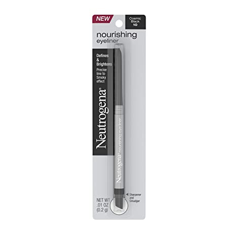 Neutrogena Nourishing Eyeliner Pencil, Built-in Sharpener for Precise Application and Smudger for Soft Smokey Look, Luminous