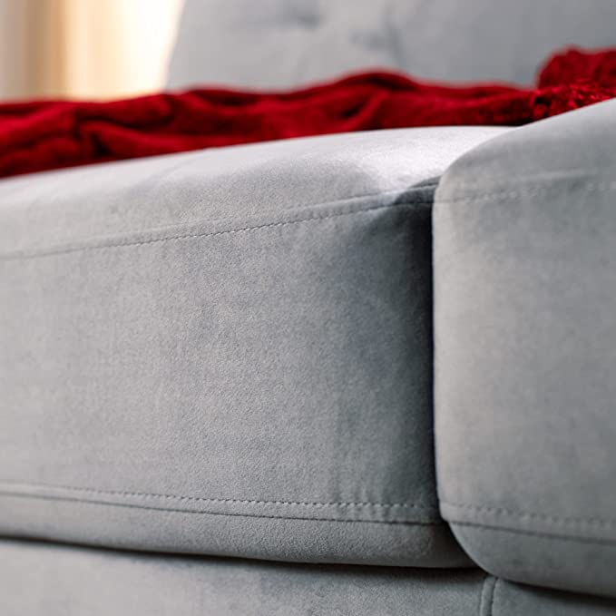 ZINUS Ricardo Velvet Sofa Couch / Easy, Tool-Free Assembly, Grey Velvet