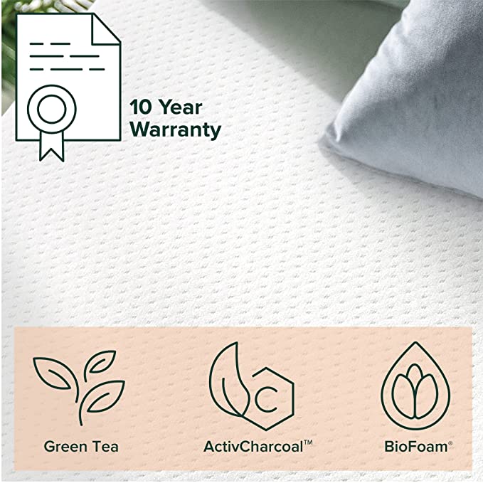 Zinus 10 Inch Green Tea Memory Foam Mattress / CertiPUR-US Certified / Bed-in-a-Box / Pressure Relieving, Full