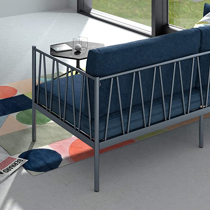 ZINUS Amanda Navy Metal Sofa / Steel Framework with Upholstered Cushions / Easy Assembly