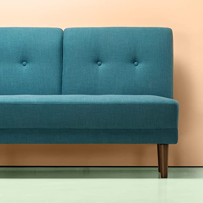 Zinus Juan Mid-Century 51 Inch Armless Sofa Couch / Loveseat, Turquoise