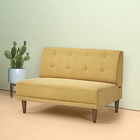 Zinus Lucy Armless Upholstered 45 Inch / Living Room Couch, Yellow