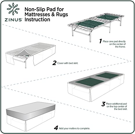 ZINUS Non-Slip Pads for Mattresses & Rugs - Set of 2 / Non-Skid Pads