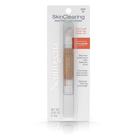 Neutrogena Skin Clearing Blemish Concealer Face Makeup with Salicylic Acid Acne Medicine, Non-Comedogenic and Oil-Free Concealer Helps Cover, Treat & Prevent Breakouts