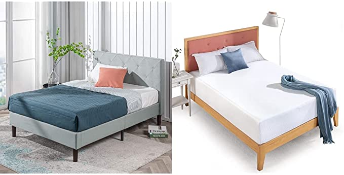ZINUS Shalini Upholstered Platform Bed Frame, Sage Grey & 12 Inch Green Tea Cooling Gel Memory Foam Mattress
