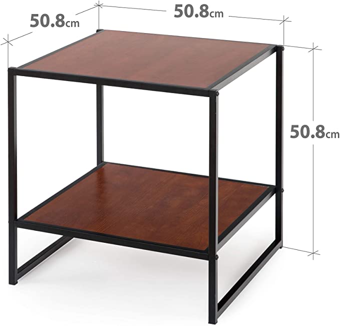 ZINUS Garrison 40 Inch Black Metal Frame Media Stand / TV Stand with Shelf / Easy Assembly and End Table, Red Mahogany Wood Grain
