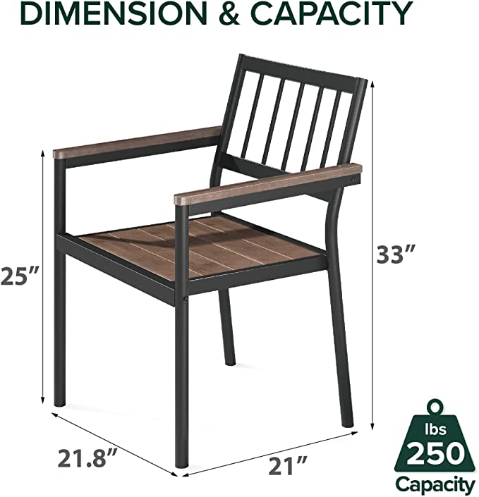 ZINUS Savannah Aluminum and Bamboo Outdoor Dining Armchairs - Set of 2 / Premium Patio Chairs / Weather Resistant and Rust Proof / Easy Assembly