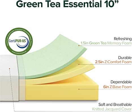 ZINUS 10 Inch Green Tea Essential Memory Foam Mattress