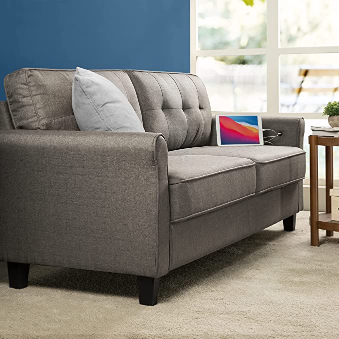 ZINUS Sayan Sofa with USB Ports / Tool-Free, Easy Assembly, Sand Grey