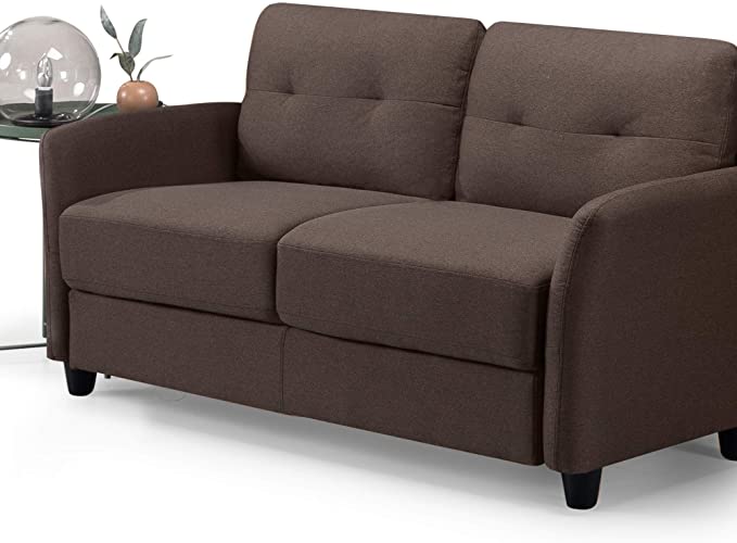 ZINUS Ricardo Loveseat Sofa / Tufted Cushions / Easy, Tool-Free Assembly, Chestnut Brown