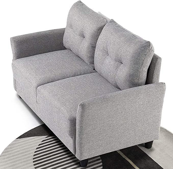 ZINUS Ricardo Loveseat Sofa / Tufted Cushions / Easy, Tool-Free Assembly, Soft Grey