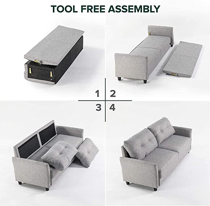 ZINUS Ricardo Loveseat Sofa / Tufted Cushions / Easy, Tool-Free Assembly, Soft Grey
