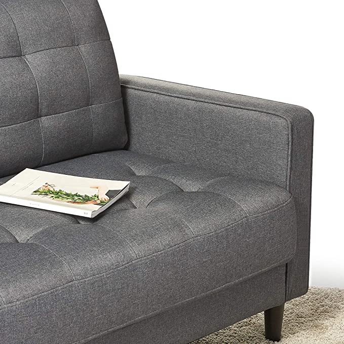 ZINUS Benton Loveseat Sofa / Grid Tufted Cushions / Easy, Tool-Free Assembly, Dark Grey