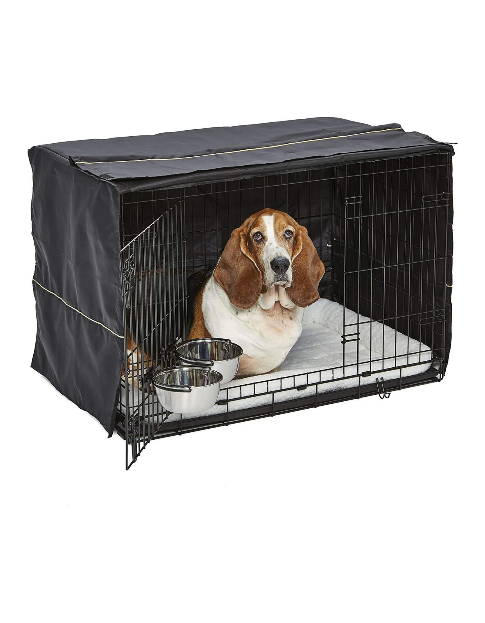iCrate Dog Crate Starter Kit 36 Inch, Ideal for Medium/Large Dog Breeds, Black