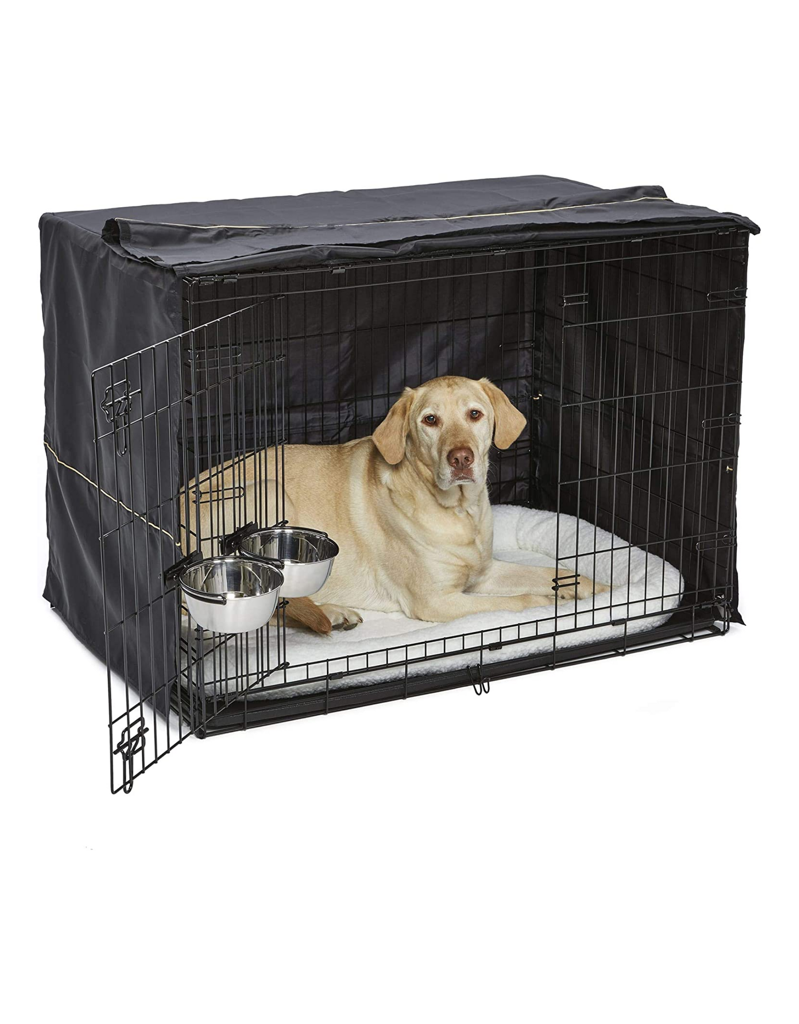 iCrate Dog Crate Starter Kit 42 Inch, Ideal for Large Dog Breeds, Black