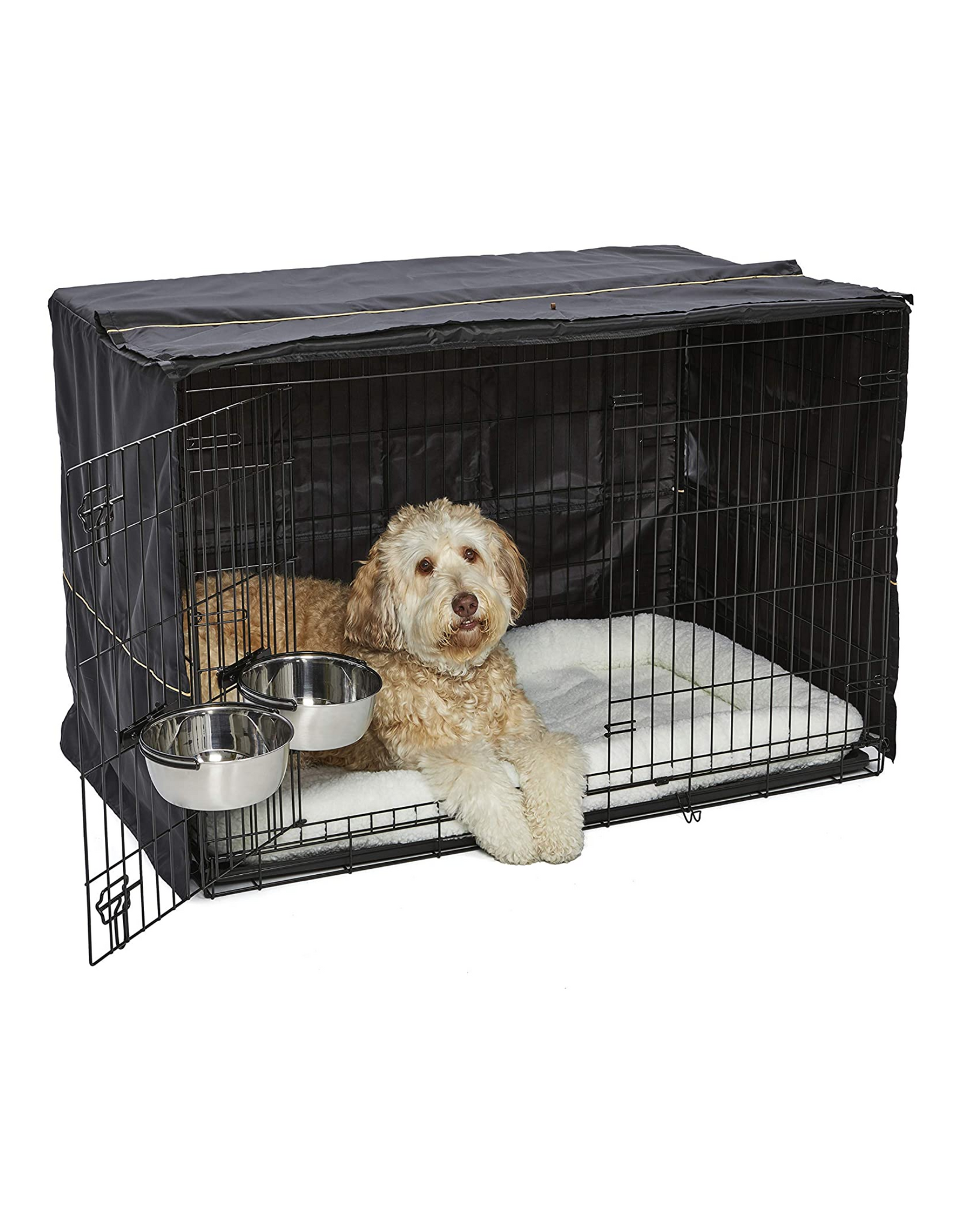 iCrate Dog Crate Starter Kit 48 Inch, Ideal for XL Dog Breads, Black