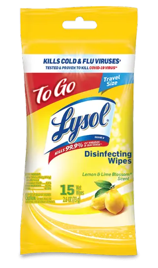 Lysol Disinfecting Wipes to-Go Pack, Lemon Scent, 15 ct