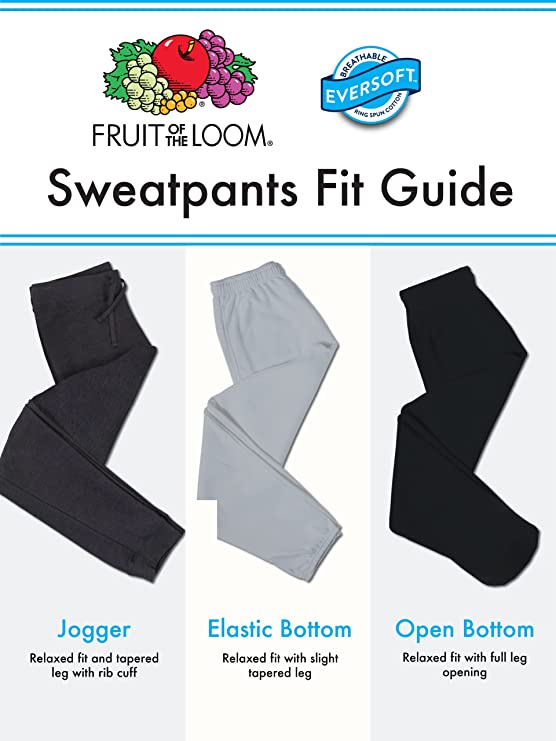 Fruit of the Loom Men's Eversoft Fleece Sweatpants & Joggers, Elastic Bottom