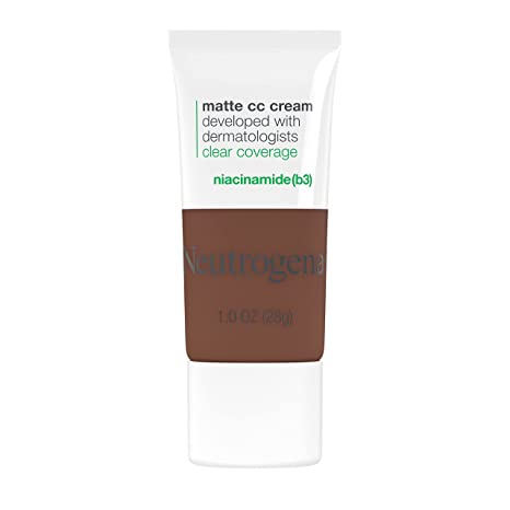 Neutrogena Clear Coverage Flawless Matte CC Cream, Full-Coverage Color Correcting Cream Face Makeup with Niacinamide (b3)