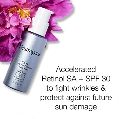 Neutrogena Rapid Wrinkle Repair Retinol Facial Moisturizer with SPF 30 Sunscreen, 1 fl. oz, & Rapid Wrinkle Repair Face & Neck Night Moisturizer with Retinol, 1 fl. oz