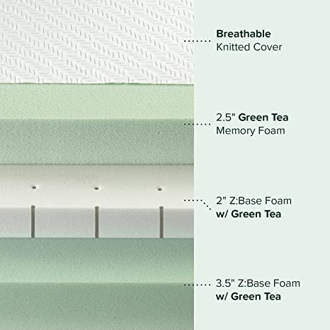 ZINUS 8 Inch Green Tea Luxe Memory Foam Mattress