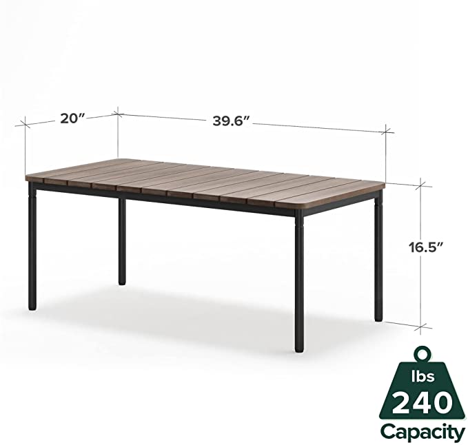 ZINUS Savannah 40 Inch Aluminum and Bamboo Outdoor Table / Premium Patio Table / Weather Resistant and Rust Proof / Tool-Free Assembly