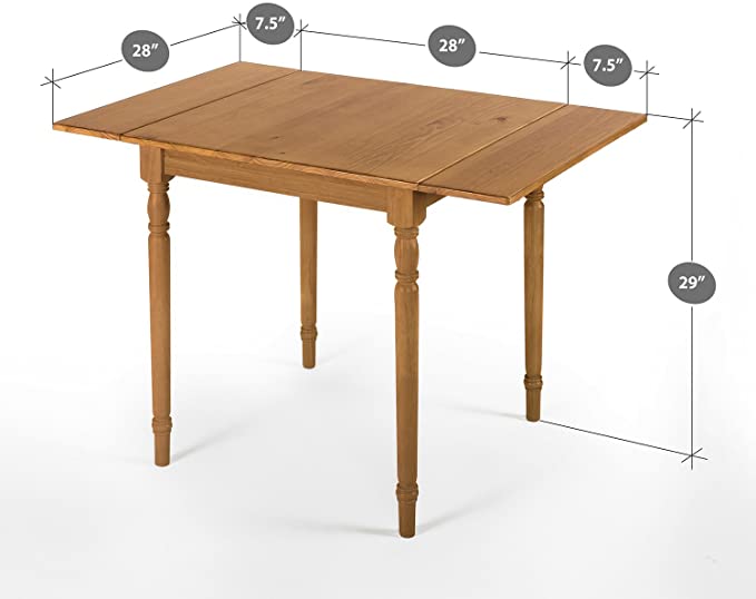 Zinus Provence Drop Leaf Wood Dining Table / Turned Legs / Natural