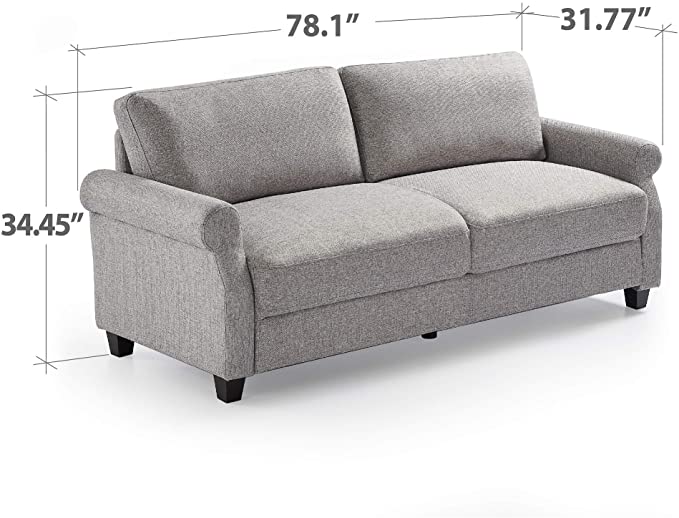 ZINUS Josh Sofa Couch / Easy, Tool-Free Assembly, Soft Grey