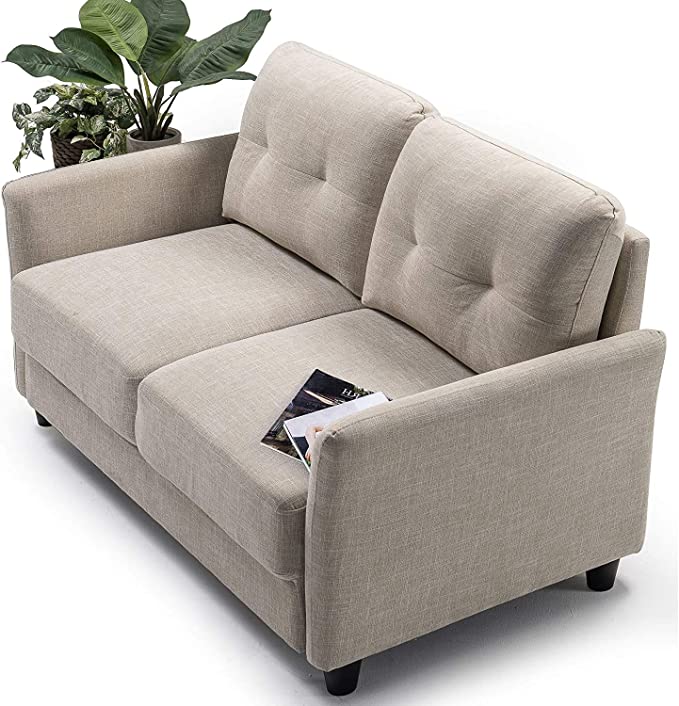 ZINUS Ricardo Loveseat Sofa / Tufted Cushions / Easy, Tool-Free Assembly, Beige