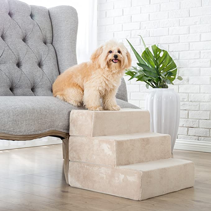 Zinus 3 Step Comfort Pet Stairs/Pet Ramp/Pet Ladder, Small